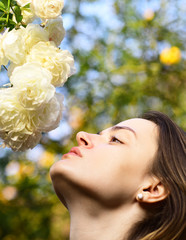 Fototapeta premium Tender scent and natural beauty. Woman with romantic face