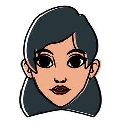 Beautiful woman face cartoon icon vector illustration graphic design