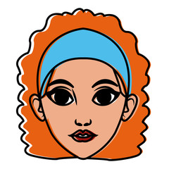 Beautiful woman face cartoon icon vector illustration graphic design