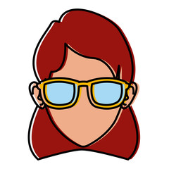 Woman face with sunglasses icon vector illustration graphic design