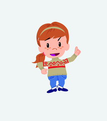 White girl with sweater talking very determined and optimistic.