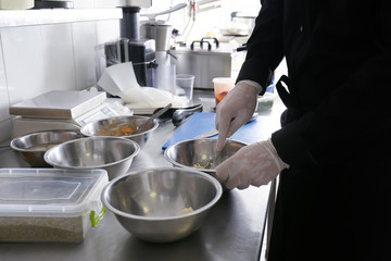 Male chef cooking in restaurant kitchen