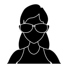 Woman face with sunglasses icon vector illustration graphic design