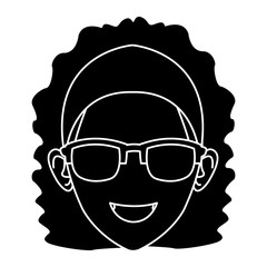 Woman face with sunglasses icon vector illustration graphic design