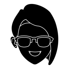 Woman face with sunglasses icon vector illustration graphic design