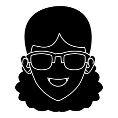 Woman face with sunglasses icon vector illustration graphic design