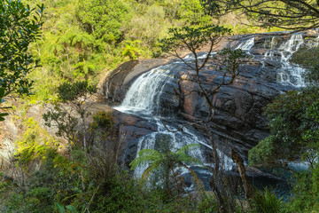The Bakers Falls in the Horton Plains gets its water from the Belihul Oya. Sri Lanka.