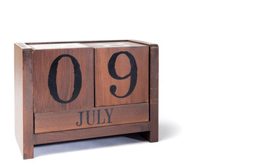 Wooden Perpetual Calendar set to July 9th