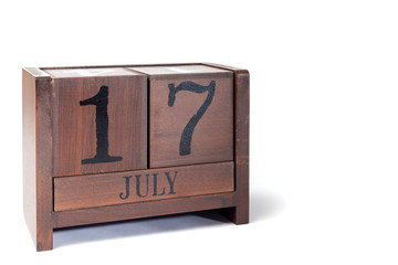 Wooden Perpetual Calendar set to July 17th
