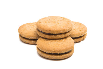 double biscuits with chocolate isolated