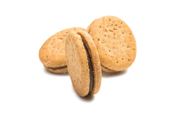 double biscuits with chocolate isolated