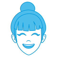 Beautiful woman face smiling icon vector illustration graphic design