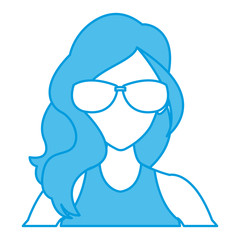 Woman face with sunglasses icon vector illustration graphic design
