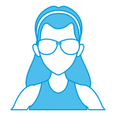 Woman face with sunglasses icon vector illustration graphic design