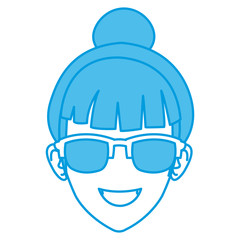 Obraz premium Woman face with sunglasses icon vector illustration graphic design