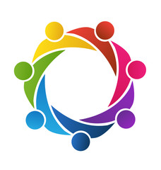 Teamwork colorful people meeting icon