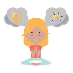 cartoon woman practicing yoga