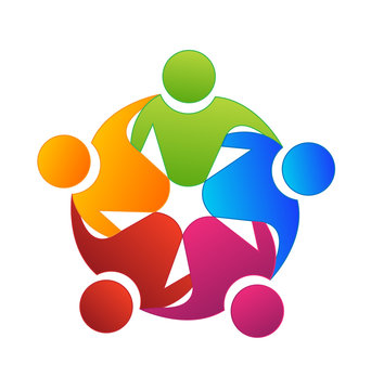 Vector teamwork concept of community,workerks,unity,social networking icon logo template