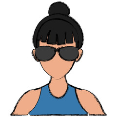 Woman face with sunglasses icon vector illustration graphic design