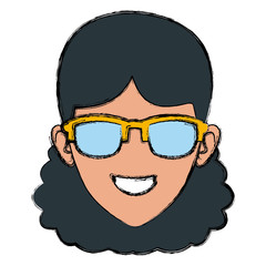 Woman face with sunglasses icon vector illustration graphic design