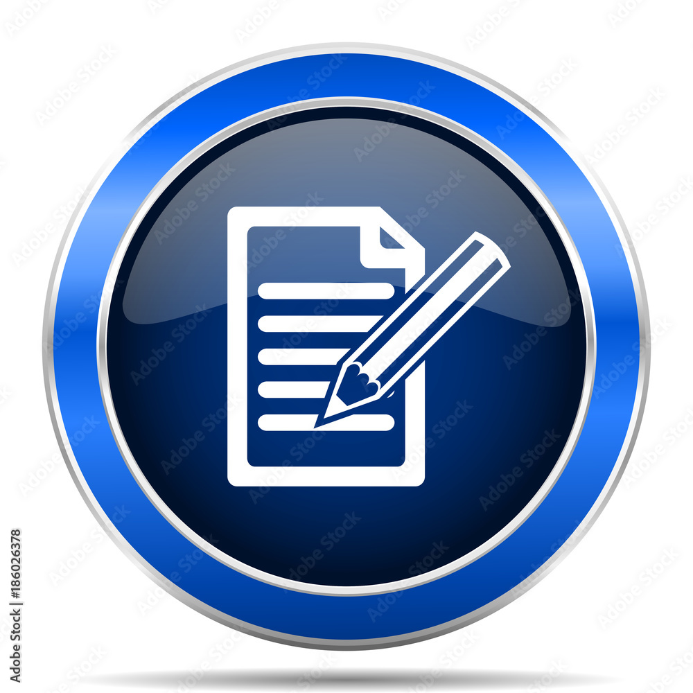 Poster Subscribe vector icon. Modern design blue silver metallic glossy web and mobile applications button in eps 10