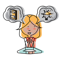 cartoon woman practicing yoga