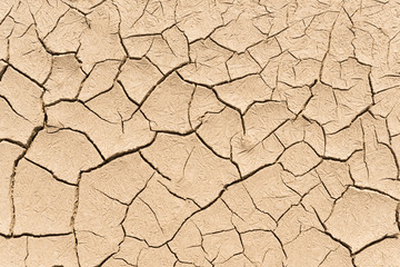Waterless dry dead ground dirt with cracks and fracture.