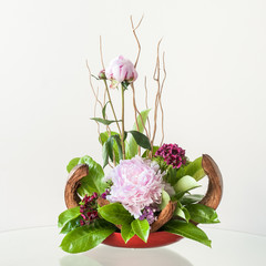 Artistic peony arrangement in Japanese style
