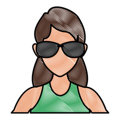 Woman face with sunglasses icon vector illustration graphic design