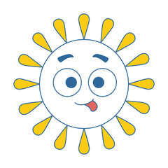 Fototapeta premium summer sun crazy kawaii character