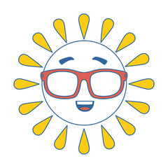 summer sun happy with sunglasses kawaii character