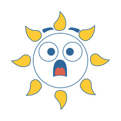 summer sun terrified kawaii character