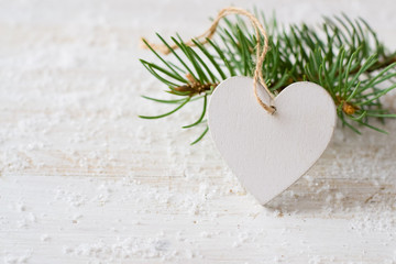 White wooden heart