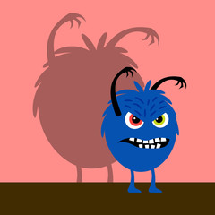 Serious monster with hands up