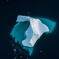 Iceberg in Greenland. Top view. Shape undrwater.