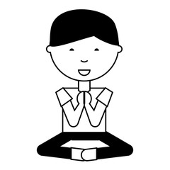 cartoon man practicing yoga