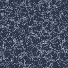 Seamless pattern in pomegranate roses. Wallpaper in drawn roses - 186029924