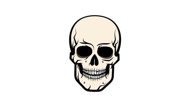 Comic skull in the style of comics laughs moving the lower jaw. Looped animation with alpha channel.