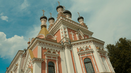 Fototapeta na wymiar Orthodox church in Grodno, Belarus. The temple is a place of religion and worship, one of the examples of multiculturalism of the city and the country.
