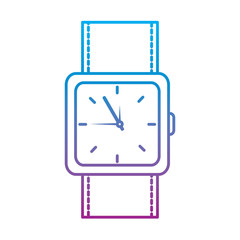 watch square face time icon image vector illustration design  blue to purple ombre line