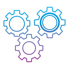 gears three icon image vector illustration design  blue to purple ombre line