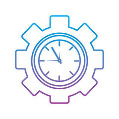 clock with gear time icon image vector illustration design  blue to purple ombre line