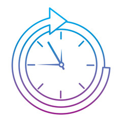 clock with arrow time icon image vector illustration design  blue to purple ombre line