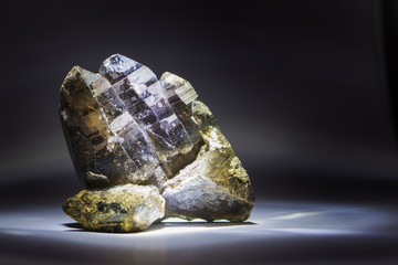 A druse of smoky quartz with epidote, crystal, stone