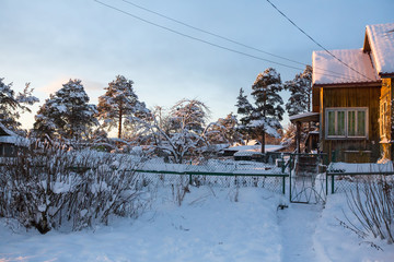 Winter rural landscape in Leningrad region, Russia.