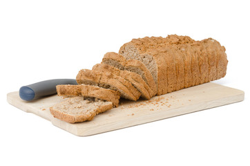 Vollkornbrot, Schneidebrett, Messer