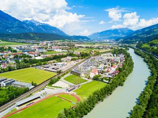 Fototapeta na wymiar Hall Tirol aerial view
