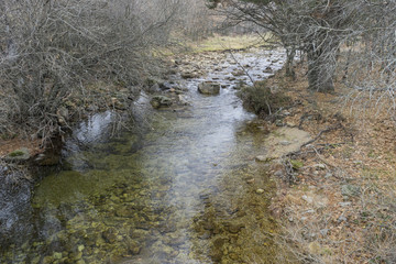 Natural Park of Las Presillas, in Navacerrada, waterfalls of the Lozoya River in Madrid, Spain