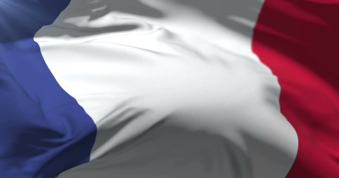 Flag of France waving at wind, loop