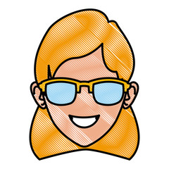 Woman face with sunglasses icon vector illustration graphic design